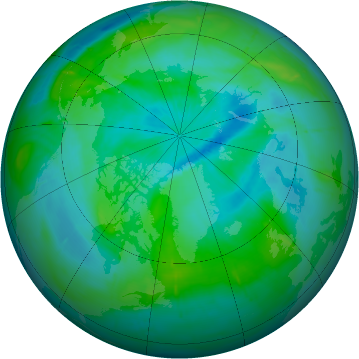 Arctic ozone map for 01 September 2009